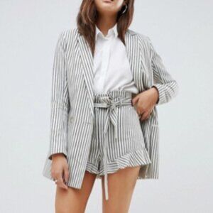 ASOS Casual Striped Frill Suit Set w/ Blazer and Shorts, Blazer sz2; Shorts sz4